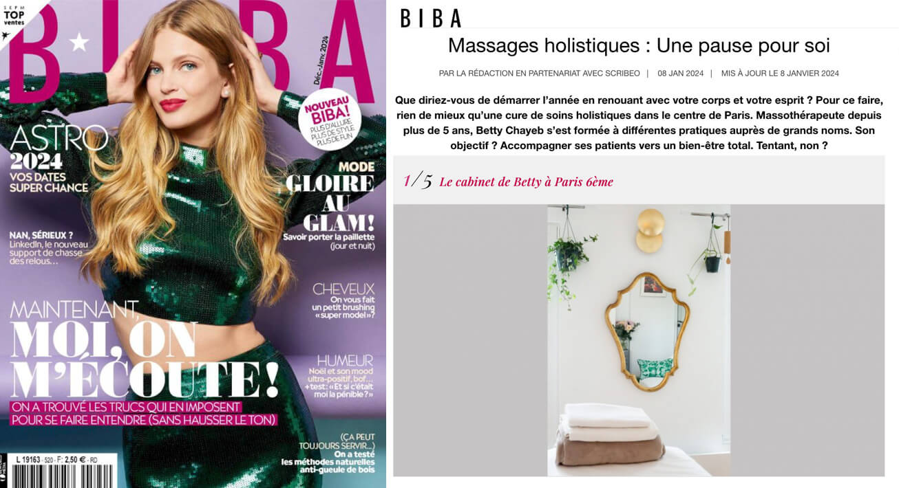 Biba magazine Massage Paris